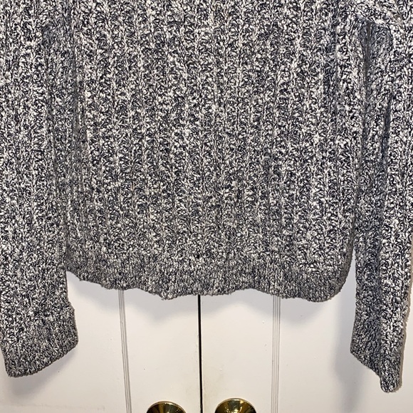 Ann Taylor Large Black White Chunky Open Knit Crew Neck Long Sleeve Sweater - Picture 5 of 14